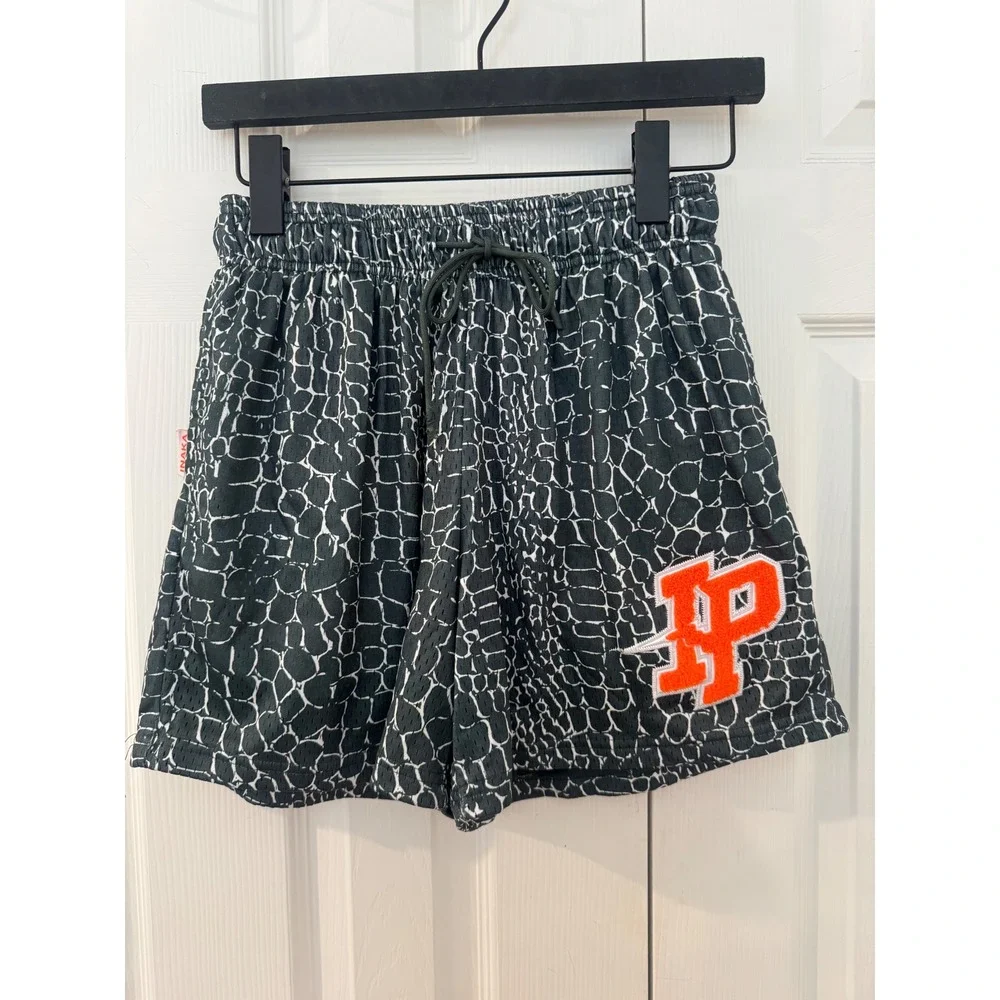 Inaka Power Mens Mesh Shorts Small Green White Crocodile Print Gym Athletic